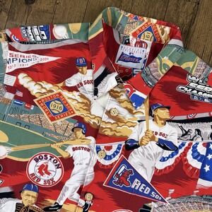 Reyn Spooner x Boston Red Sox Hawaiian Shirt Mens L Red World Series Champion 04